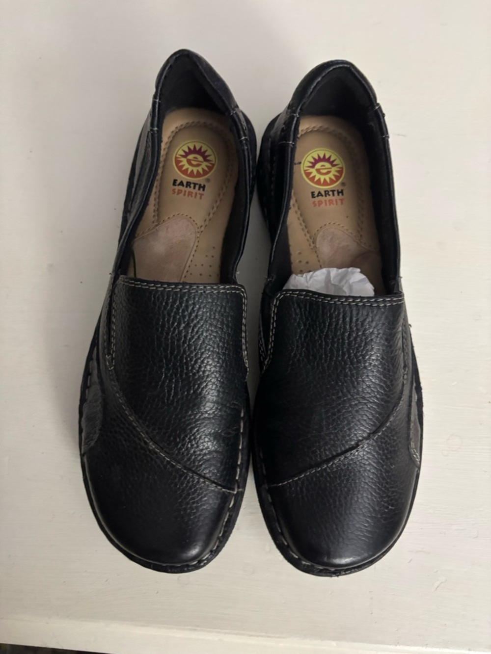 Earth Spirit Black Women’s Leather Slip-On Loafers
